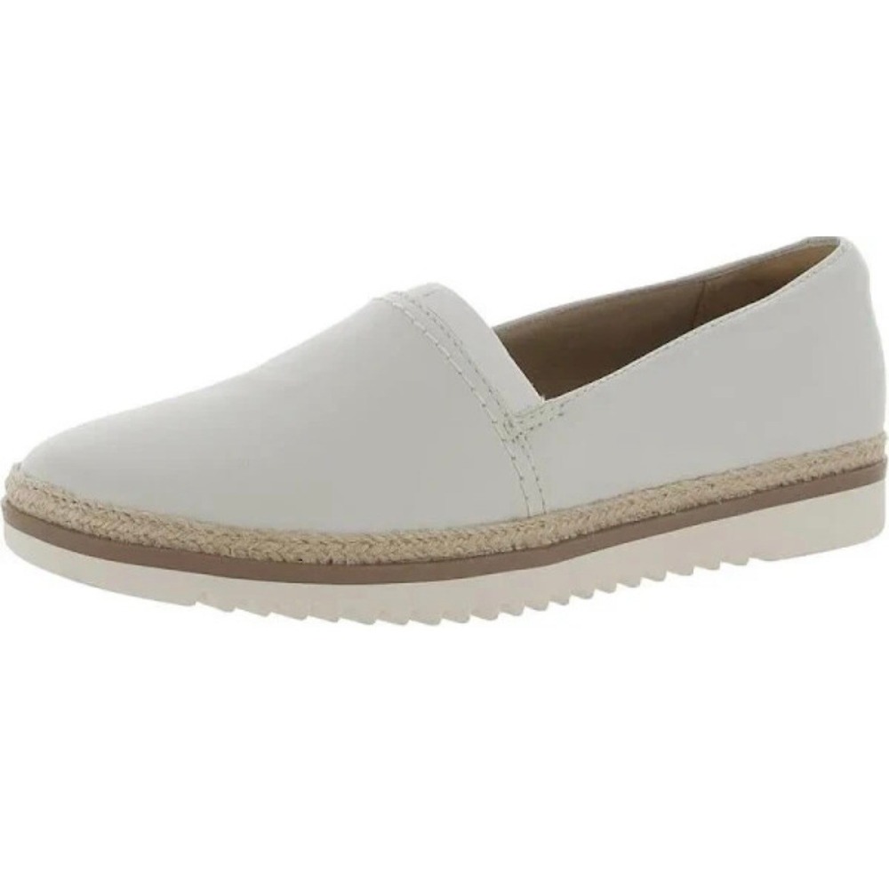 Clarks Sharon Dolly White Leather Wedge Loafers Slip On Shoes 7M